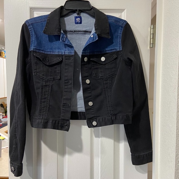Route 66 Jackets & Blazers - Two-Toned Cropped Denim Jacket